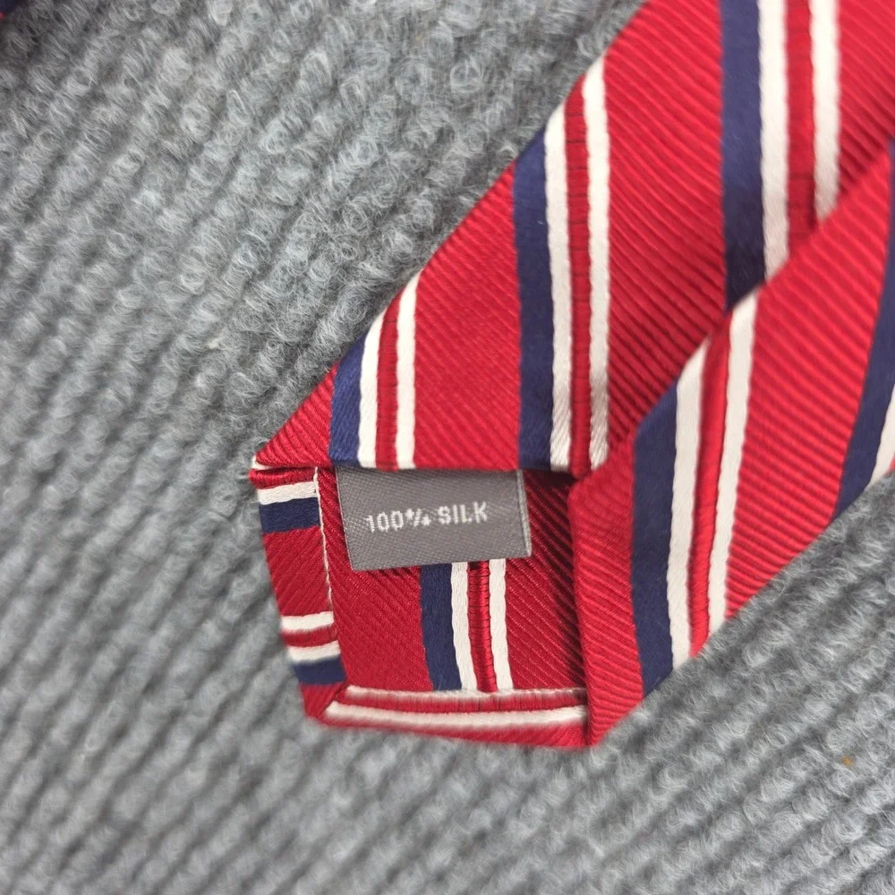Daniel Cremieux Signature Collection Limited Edition Red Navy Striped Silk Tie